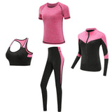 Quick dry women sportswear 4PCS set fitness gym yoga clothing