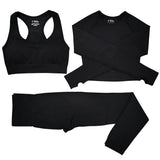 Women Seamless Yoga Set Fitness Sports Suits GYM Cloth Yoga Long Sleeve Shirts