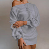 NEW The hottest ladies casual off-shoulder sweater dress