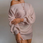 NEW The hottest ladies casual off-shoulder sweater dress