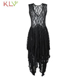 Summer Dress Women Lace Elegant Layered Ruffles Long Dress Sexy