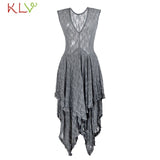 Summer Dress Women Lace Elegant Layered Ruffles Long Dress Sexy