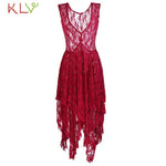 Summer Dress Women Lace Elegant Layered Ruffles Long Dress Sexy