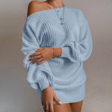 NEW The hottest ladies casual off-shoulder sweater dress