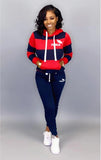 Winter Tracksuit Women 2 Piece Set Sweatshirt Print Hoodies+Pants Sportwear