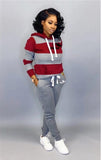 Winter Tracksuit Women 2 Piece Set Sweatshirt Print Hoodies+Pants Sportwear