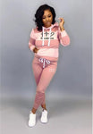 Winter Tracksuit Women 2 Piece Set Sweatshirt Print Hoodies+Pants Sportwear