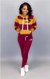 Winter Tracksuit Women 2 Piece Set Sweatshirt Print Hoodies+Pants Sportwear