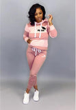 Winter Tracksuit Women 2 Piece Set Sweatshirt Print Hoodies+Pants Sportwear