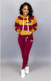 Winter Tracksuit Women 2 Piece Set Sweatshirt Print Hoodies+Pants Sportwear