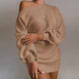 NEW The hottest ladies casual off-shoulder sweater dress