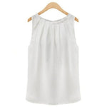 New Summer Blouse Fashion Sleeveless Round Neck Chiffon Blouse Cheap Cloths