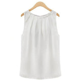 New Summer Blouse Fashion Sleeveless Round Neck Chiffon Blouse Cheap Cloths