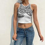 Style Vintage Printed Mini Vest Women Summer Camisole