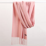 Women Solid Scarf Cashmere Feeling Pashmina Shawls Tassel Hijab