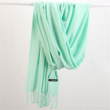 Women Solid Scarf Cashmere Feeling Pashmina Shawls Tassel Hijab