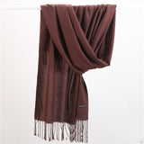 Women Solid Scarf Cashmere Feeling Pashmina Shawls Tassel Hijab