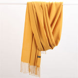 Women Solid Scarf Cashmere Feeling Pashmina Shawls Tassel Hijab