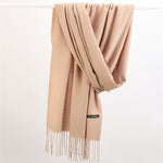 Women Solid Scarf Cashmere Feeling Pashmina Shawls Tassel Hijab