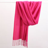 Women Solid Scarf Cashmere Feeling Pashmina Shawls Tassel Hijab