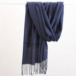 Women Solid Scarf Cashmere Feeling Pashmina Shawls Tassel Hijab