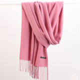 Women Solid Scarf Cashmere Feeling Pashmina Shawls Tassel Hijab