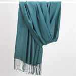 Women Solid Scarf Cashmere Feeling Pashmina Shawls Tassel Hijab