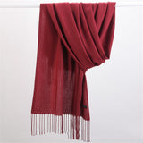 Women Solid Scarf Cashmere Feeling Pashmina Shawls Tassel Hijab