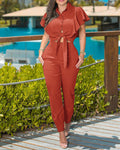 Two-piece Suit Women Summer 2022 Lapel Shirt Fashion