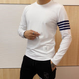 new High Quality Korean Style Black Fashion Striped Tops t-shirt