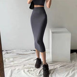 tight hip slim elastic skirt women&#39;s suspender vest two piece set