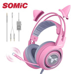 Cute PS4 Phone PC With Microphone 3.5mm Gaming Phone PS4 Overear Gamer G951s Pink