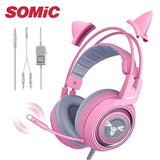 Cute PS4 Phone PC With Microphone 3.5mm Gaming Phone PS4 Overear Gamer G951s Pink