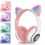 Pink Cat Ears Earphones Music Stereo Wireless Headphones