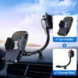 Dashboard Phone Holder for Car【360° Widest View】9in Flexible Long Arm,