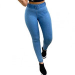 Hot！Imitation Women&#39;s Jeans Solid Color High Waist Women Pants