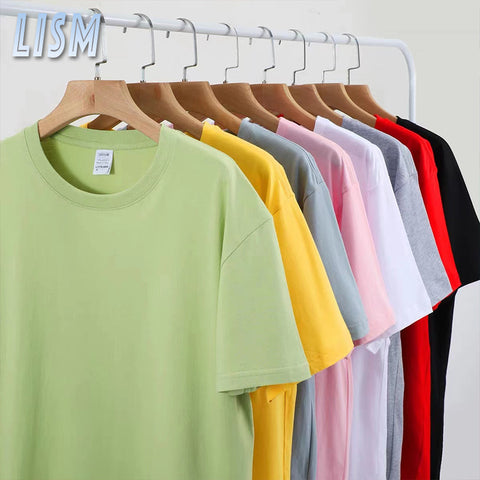 LISM Brand Quality Top Tees Solid Color Men&#39;s 100% Cotton Short